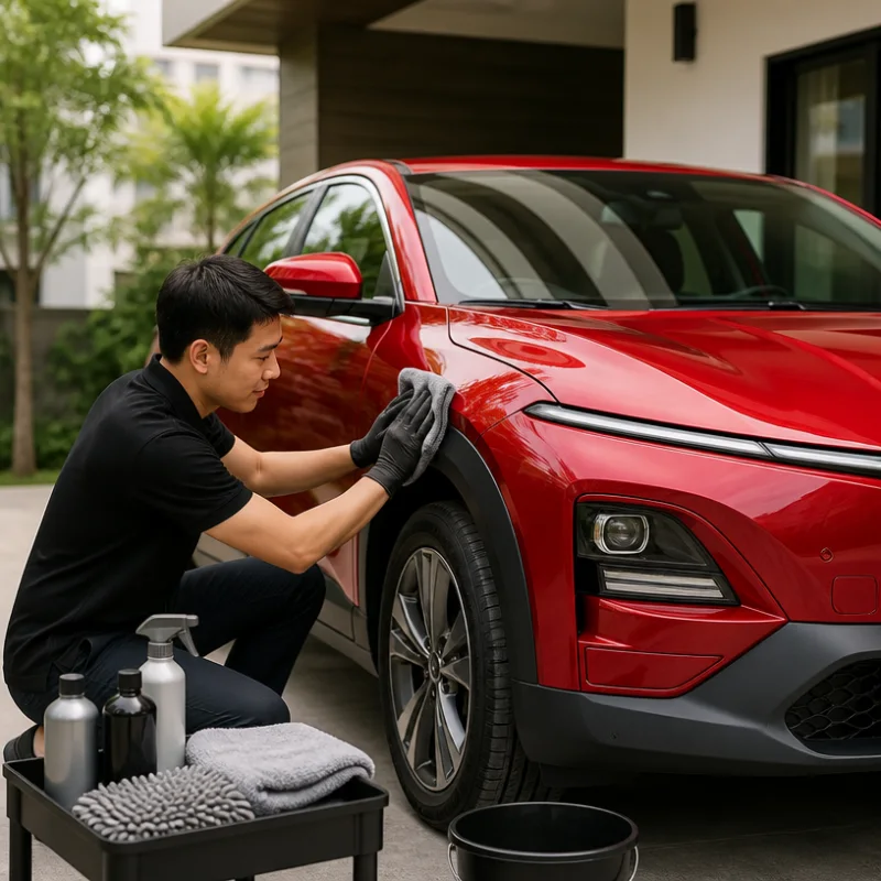 Kinh nghiệm vệ sinh và chăm sóc ngoại thất VinFast VF 6 màu đỏ tại nhà