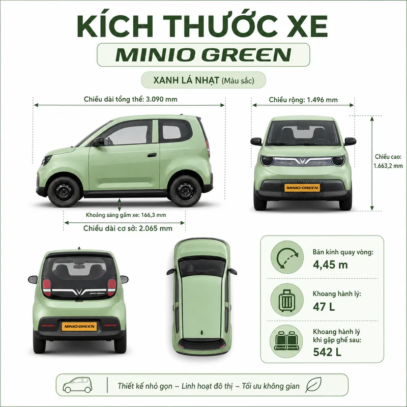 VinFast Minio Green Màu Xanh Rêu - Các tiêu chí quan trọng khi chọn xe cho di chuyển đô thị