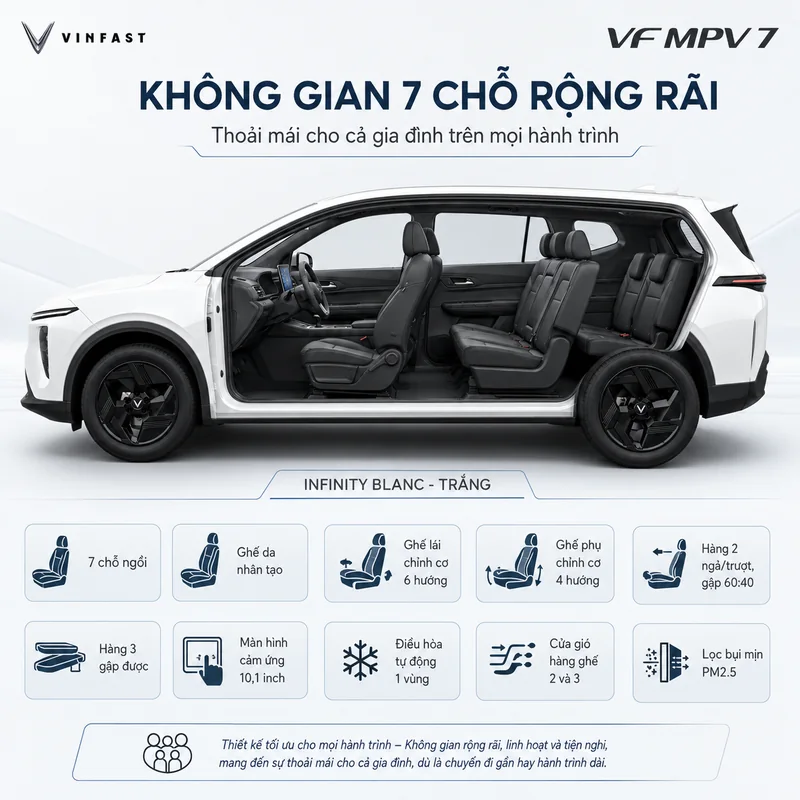VinFast VF MPV 7 Màu Trắng - Các tiêu chí quan trọng khi chọn VinFast VF MPV 7 Màu Trắng
